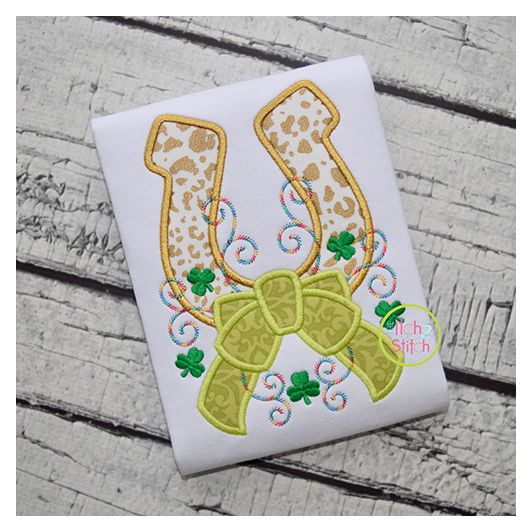 Horseshoe With Big Bow Applique | Machine Embroidery Designs by JuJu