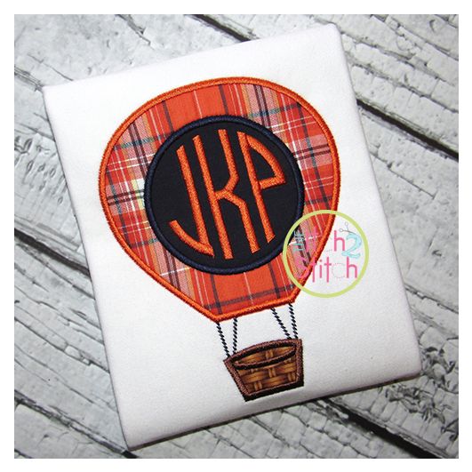 Hot Air Balloon Monogram Applique | Machine Embroidery Designs by JuJu
