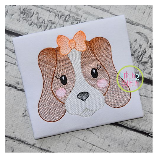 Hound Dog Face Girl Sketch Embroidery | Machine Embroidery Designs by JuJu