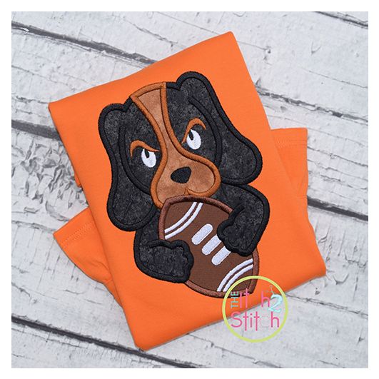 Hound Dog Football Mascot Applique | Machine Embroidery Designs by JuJu