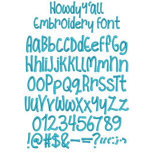 Howdy Y'all Embroidery Font | Machine Embroidery Designs by JuJu