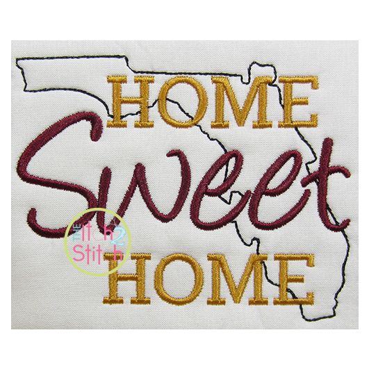 Home Sweet Home Florida Embroidery | Machine Embroidery Designs by JuJu