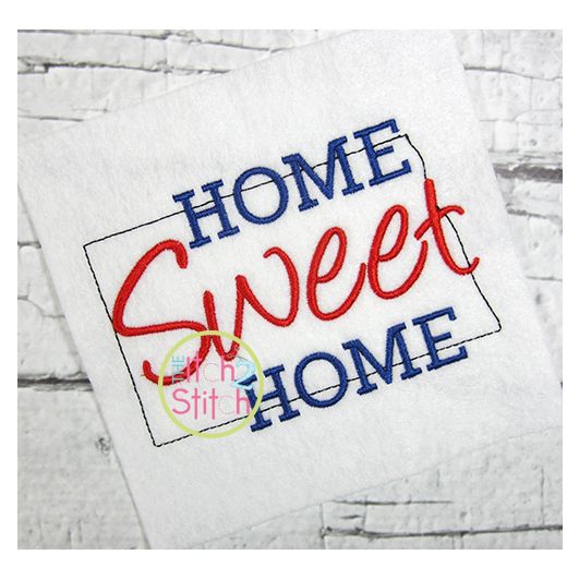 Home Sweet Home North Dakota Embroidery | Machine Embroidery Designs by JuJu
