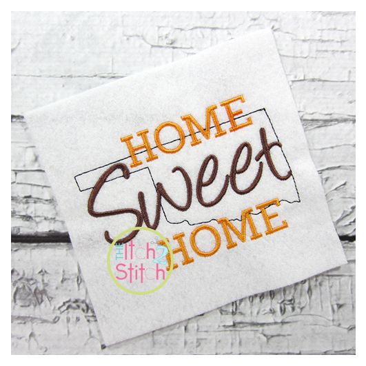 Home Sweet Home Oklahoma Embroidery | Machine Embroidery Designs by JuJu