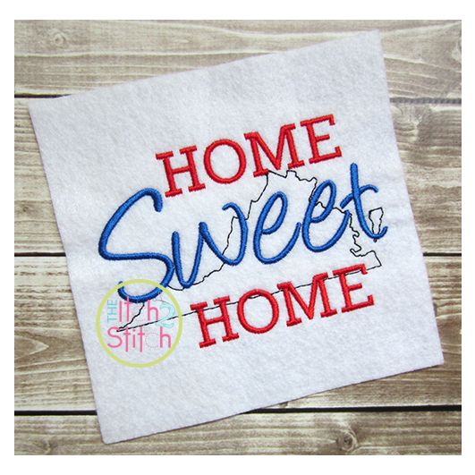 Home Sweet Home Virginia Embroidery | Machine Embroidery Designs by JuJu