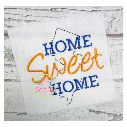 Home Sweet Home New Jersey Embroidery | Machine Embroidery Designs by JuJu