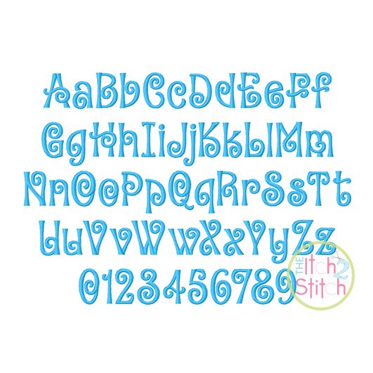 Itch 2 Stitch Amorette Font Digital Embroidery Machine Designs by JuJu
