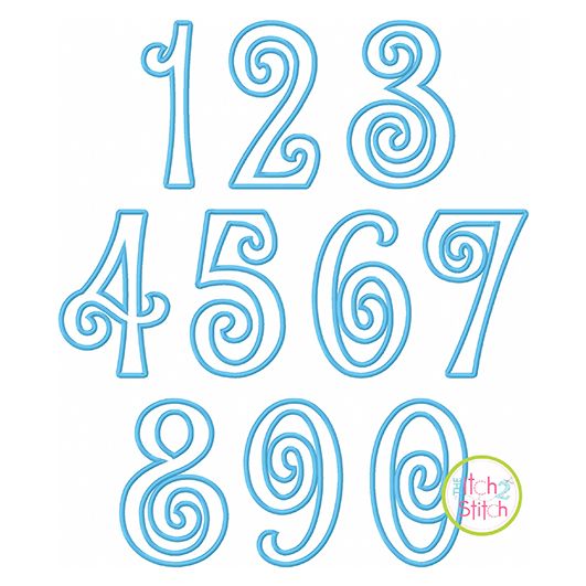 Amorette Numbers Applique Set | Machine Embroidery Designs by JuJu