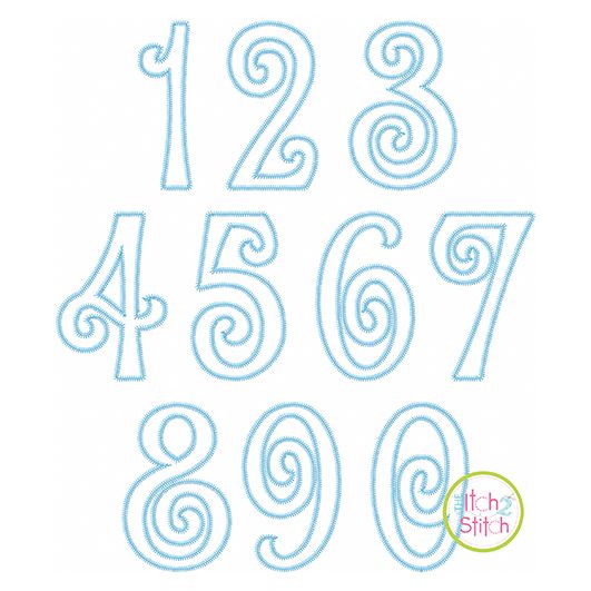 Amorette Numbers Zig Zag Applique Set | Machine Embroidery Designs by JuJu