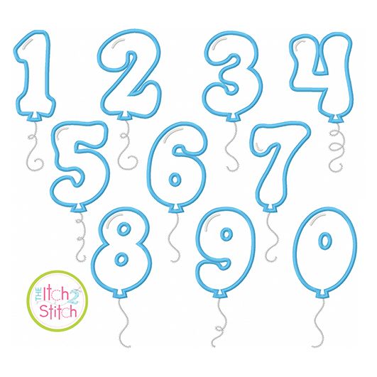 Balloon Numbers Applique | Machine Embroidery Designs by JuJu