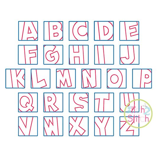 Box Font Alpha Applique Set | Machine Embroidery Designs by JuJu
