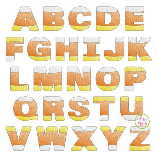 Candy Corn Sketch Embroidery Font | Machine Embroidery Designs by JuJu