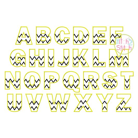 Charlie Chevron Alphabet Set Applique | Machine Embroidery Designs by JuJu