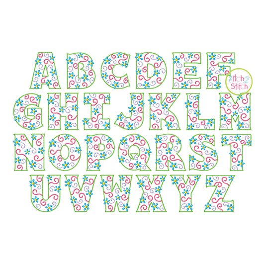 Daisy Swirl Embroidery Font | Machine Embroidery Designs by JuJu