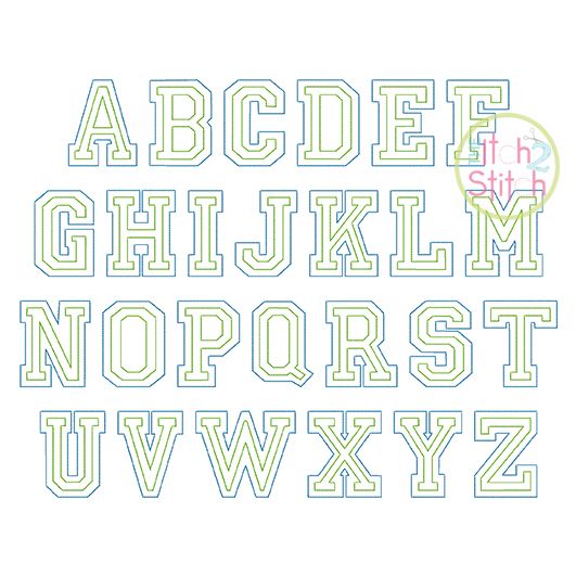 Raggy Double Varsity Applique Font | Machine Embroidery Designs by JuJu