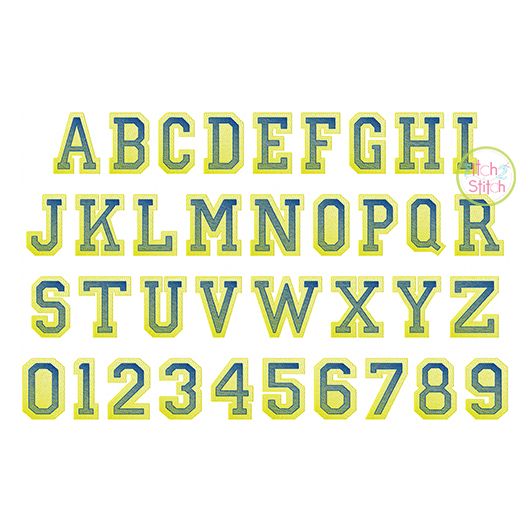 Double Varsity Sketch Embroidery Font | Machine Embroidery Designs by JuJu