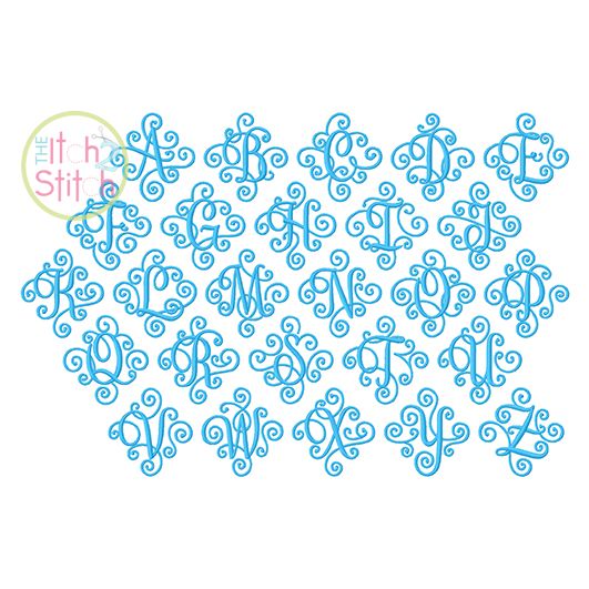Itch 2 Stitch Elegant Scroll One Color Large Monogram Digital Embroidery Machine Designs by JuJu
