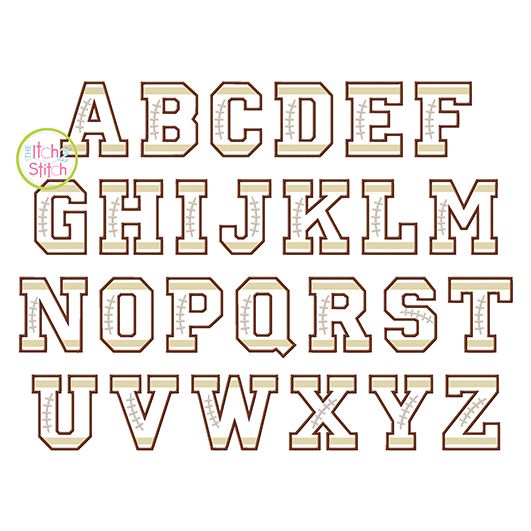 Football Alphabet Applique Set | Machine Embroidery Designs by JuJu