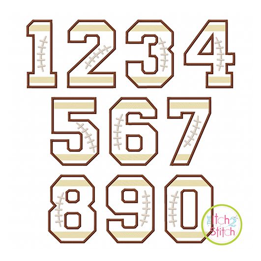 Football Numbers Applique Set | Machine Embroidery Designs by JuJu