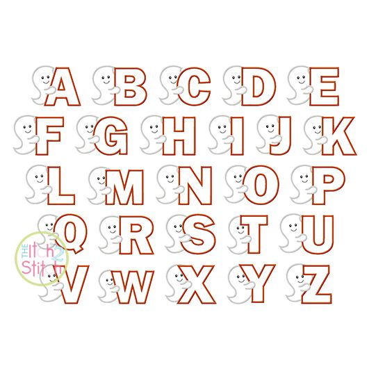 Ghost Alphabet Set Applique | Machine Embroidery Designs by JuJu