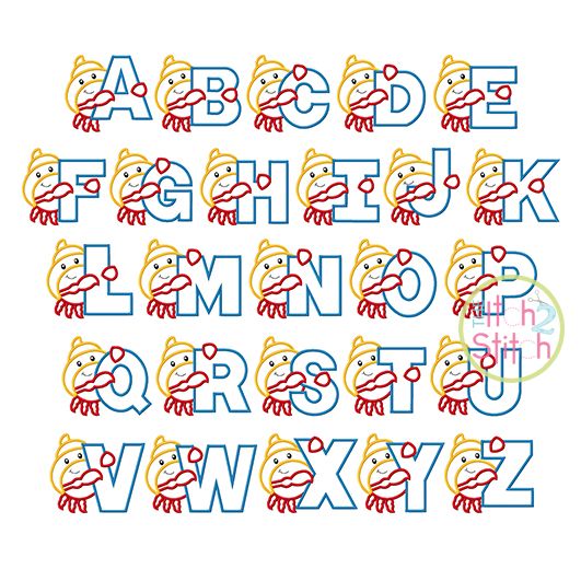 Hermit Crab Alphabet Set Applique | Machine Embroidery Designs by JuJu