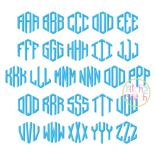 Honeycomb Monogram Embroidery Font | Machine Embroidery Designs by JuJu