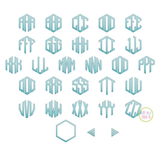 Honeycomb Sketch Monogram Embroidery Font | Machine Embroidery Designs by JuJu