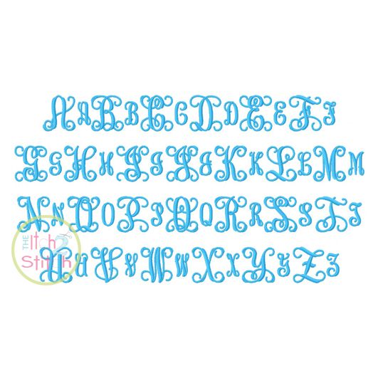 Intertwined Vine Interlocking SMALL Monogram Embroidery Font | Machine Embroidery Designs by JuJu