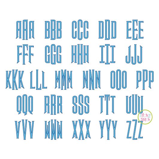 Mansion Large Monogram Embroidery Font | Machine Embroidery Designs by JuJu