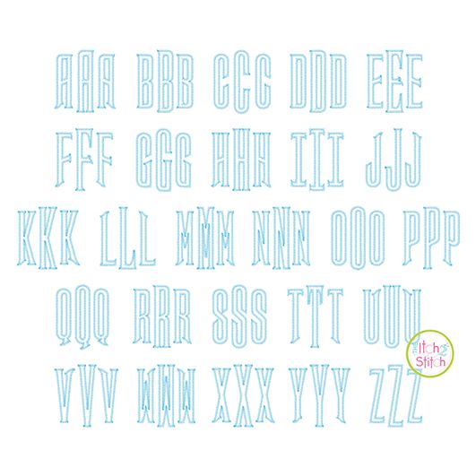 Mansion Zig Zag Applique Monogram Font | Machine Embroidery Designs by JuJu