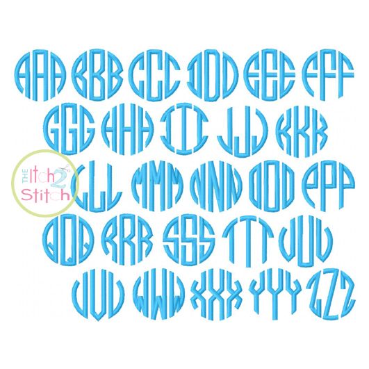 Natural Circle Monogram Embroidery Font | Machine Embroidery Designs by JuJu