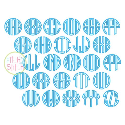 Natural Circle Monogram Applique Font | Machine Embroidery Designs by JuJu