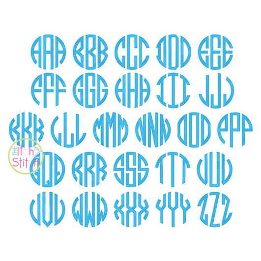 Natural Circle Large Monogram Embroidery Font | Machine Embroidery Designs by JuJu