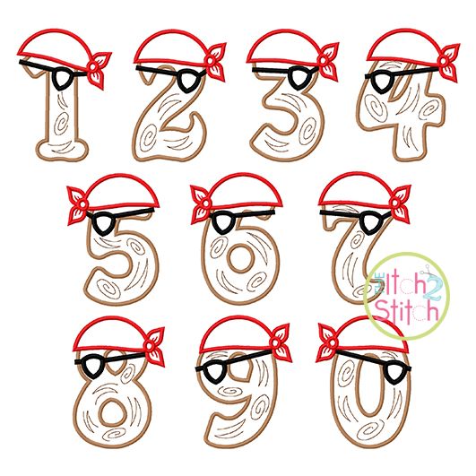 Pirate Numbers Set Applique