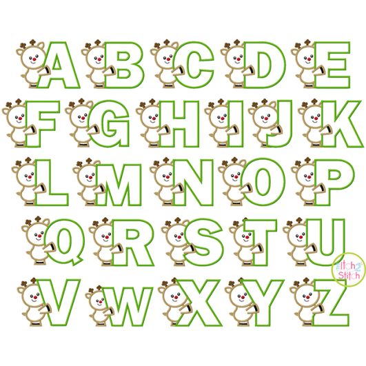 Reindeer Alphabet Set Applique | Machine Embroidery Designs by JuJu