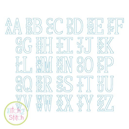 Stacked Serif Floss Applique Monogram Font | Machine Embroidery Designs by JuJu