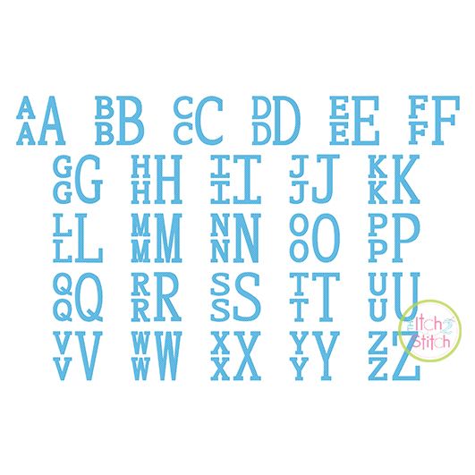 Stacked Serif Large Embroidery Monogram Font | Machine Embroidery Designs by JuJu