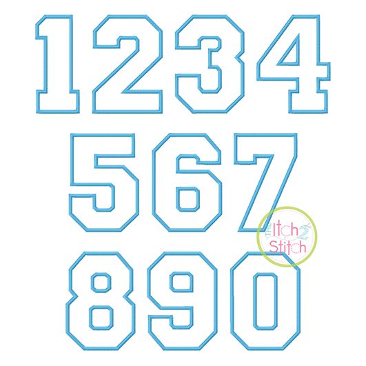 I2S Varsity Numbers Applique | Machine Embroidery Designs by JuJu