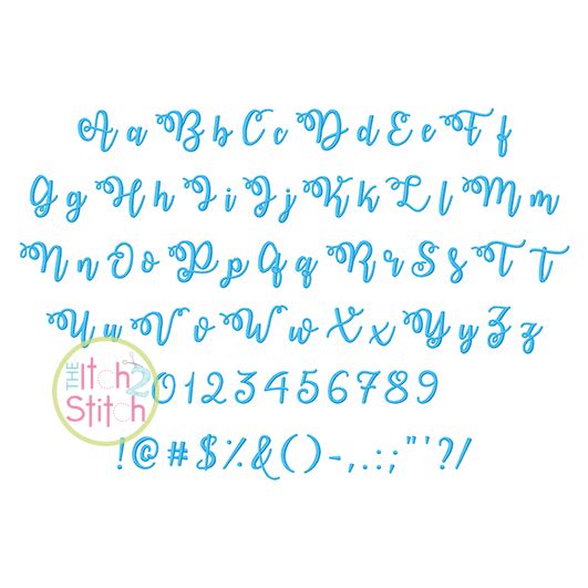 Itch 2 Stitch Watermelon Script Font Digital Embroidery Machine Designs by JuJu