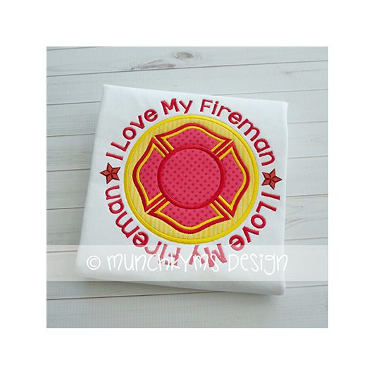 I Love My Fireman | Machine Embroidery Designs by JuJu
