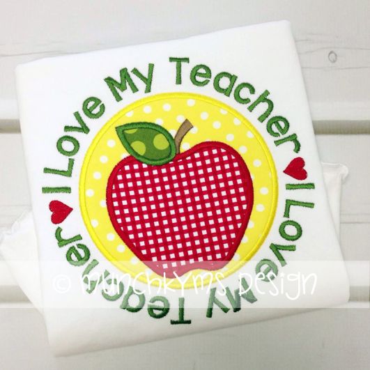 I Love My Teacher | Machine Embroidery Designs by JuJu