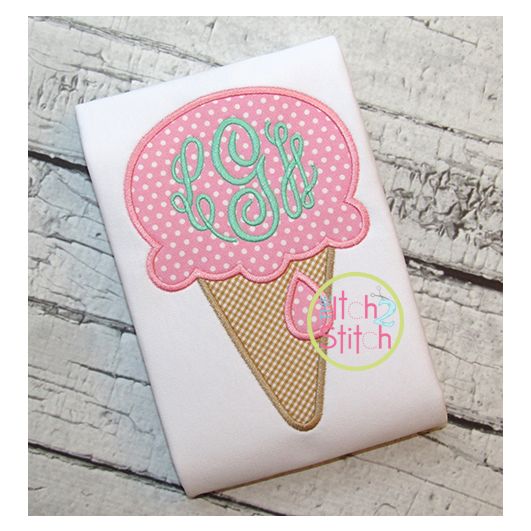 Ice Cream Cone Applique | Machine Embroidery Designs by JuJu
