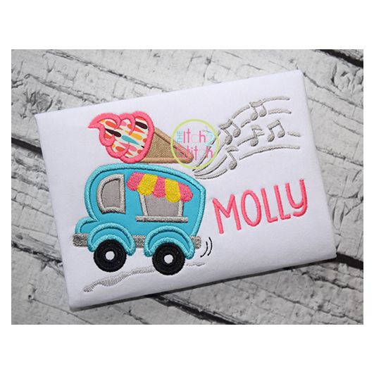 Ice Cream Truck Applique | Machine Embroidery Designs by JuJu