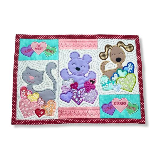 Valentine Animals Placemat | Machine Embroidery Designs by JuJu