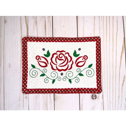 ITH Roses Mug Rug 4 | Machine Embroidery Designs by JuJu