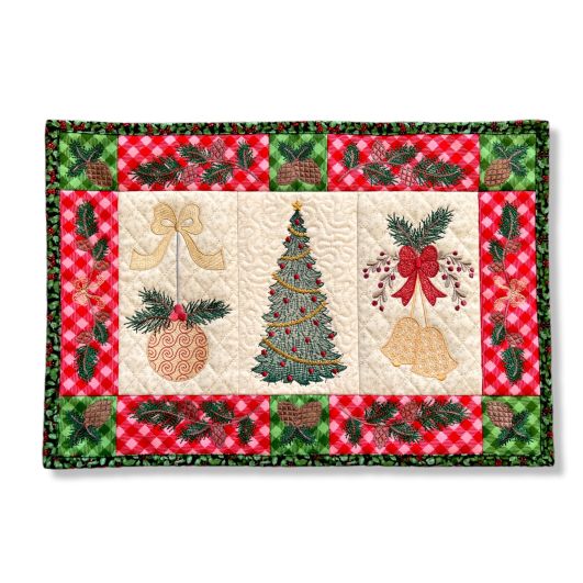 ITH Farmhouse Christmas Placemat | Machine Embroidery Designs by JuJu