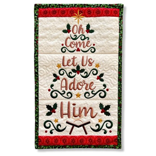ITH Oh Come Let Us Adore Him Wall Hanging | Machine Embroidery Designs by JuJu