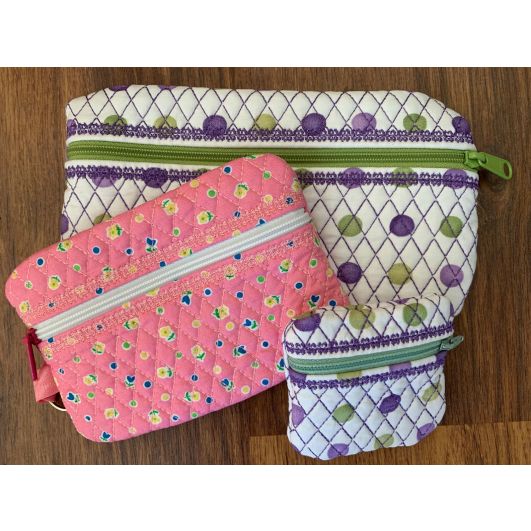 Quilted In The Hoop Zipper Bags Machine Embroidery Designs by JuJu