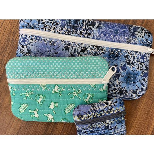 Quilted In The Hoop Zipper Bags 3 | Machine Embroidery Designs by JuJu
