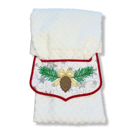 ITH Pine Cone Wrap Around Towel Topper | Machine Embroidery Designs by JuJu